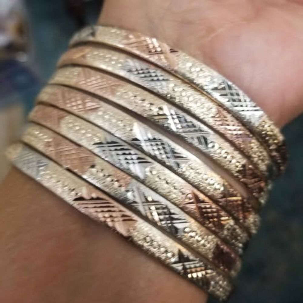 Multi tone metal bangles size Large